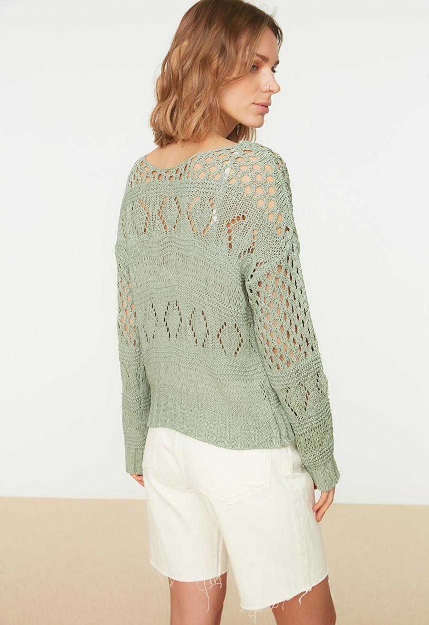 Trendyol - Openwork sweater - green
