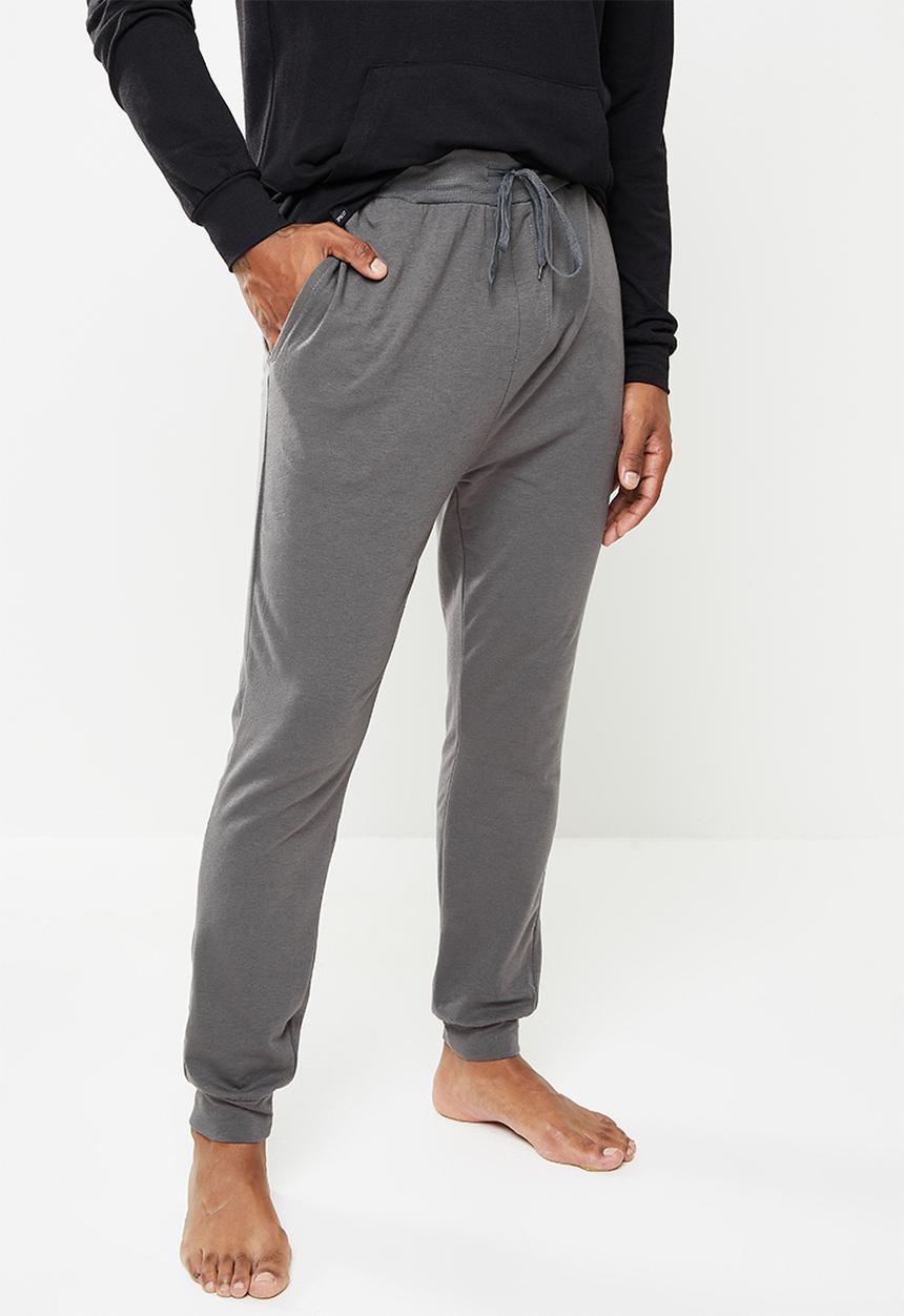 Superbalist - Regular fit knit cuffed lounge pants - grey mel