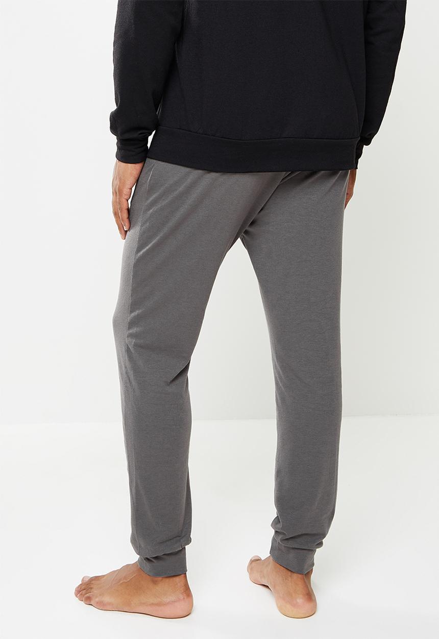 Superbalist - Regular fit knit cuffed lounge pants - grey mel