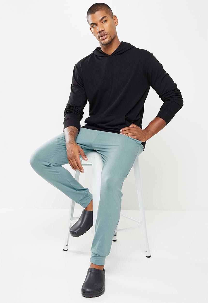 Superbalist - Regular fit knit cuffed lounge pants - blue 