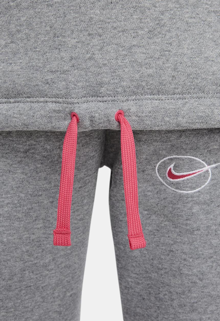 Nike - G nsw flc ls mock top - black, carbon heather & rush pink