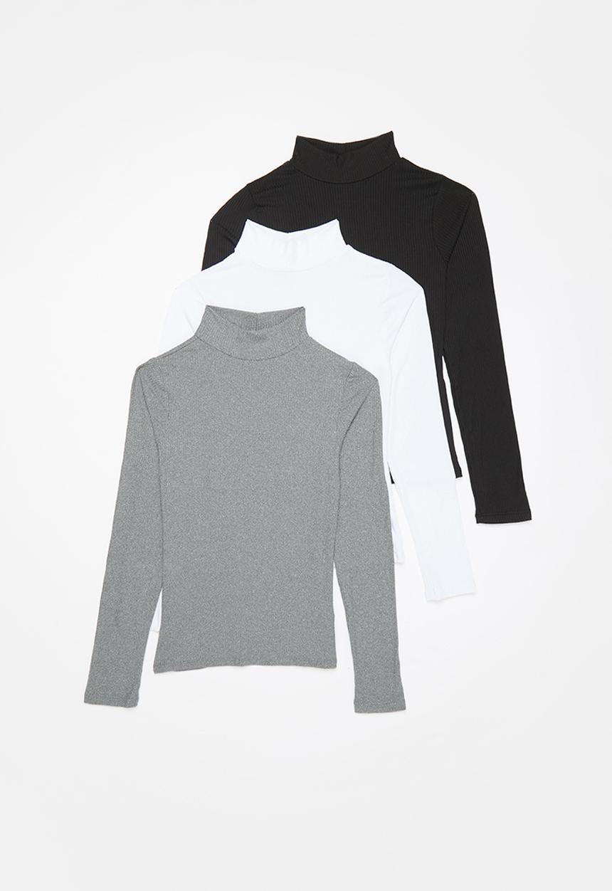 Superbalist - 3-Pack funnel neck rib tops - multi 