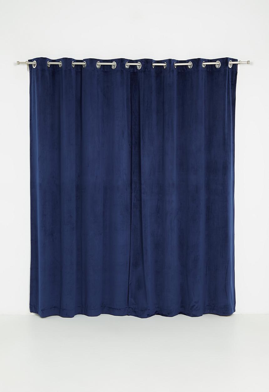 Sixth Floor - Velvet eyelet curtain 2 pack - navy blue