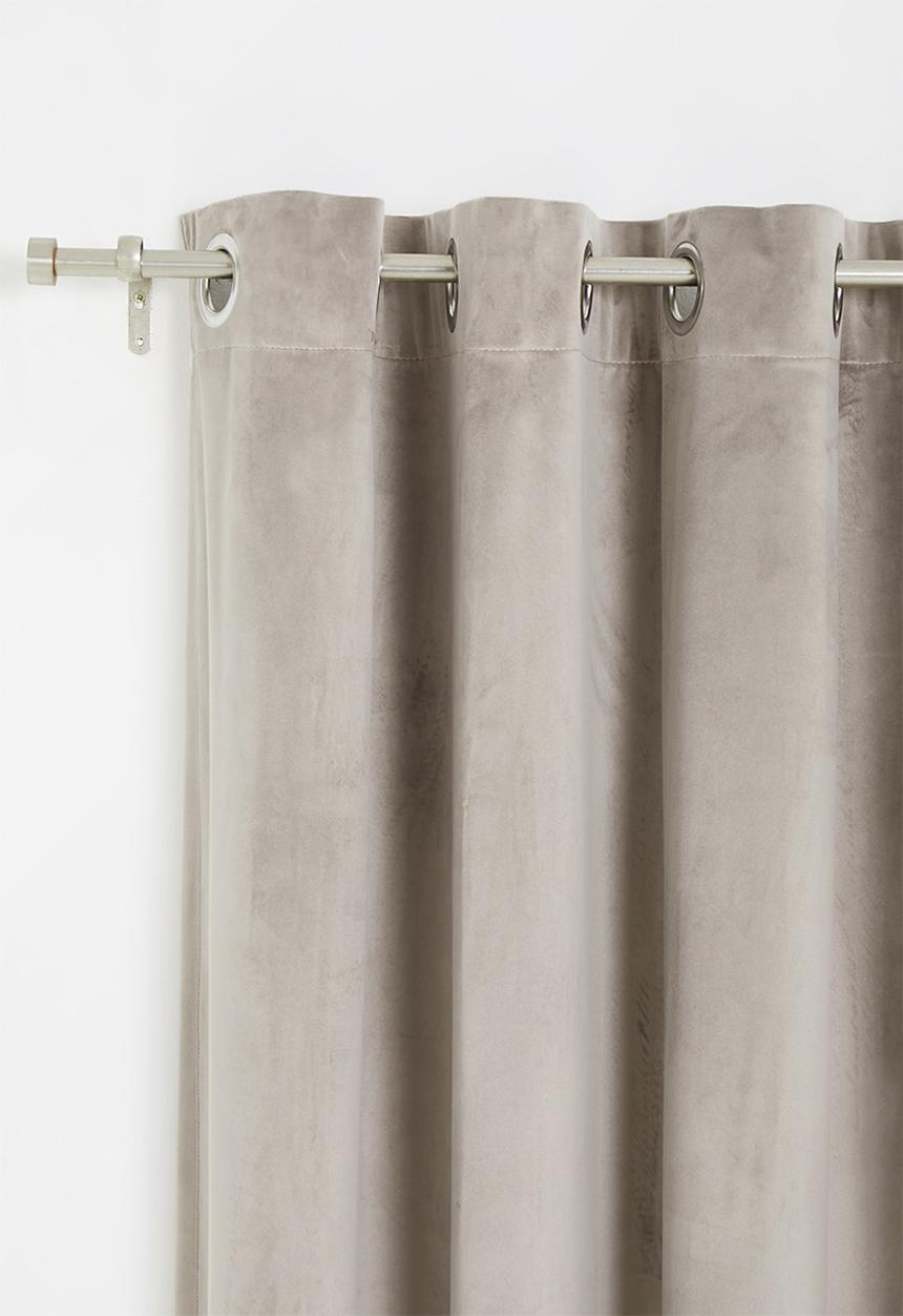Sixth Floor - Velvet eyelet curtain 2 pack - natural grey