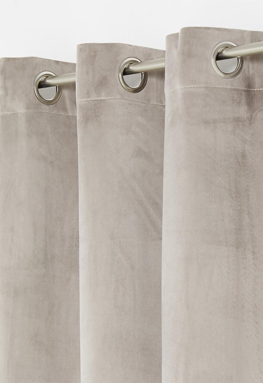 Sixth Floor - Velvet eyelet curtain 2 pack - natural grey