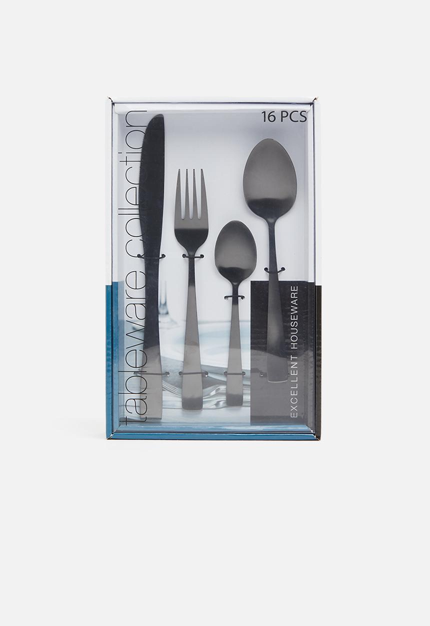 Excellent Houseware - Cutlery 16 piece - black