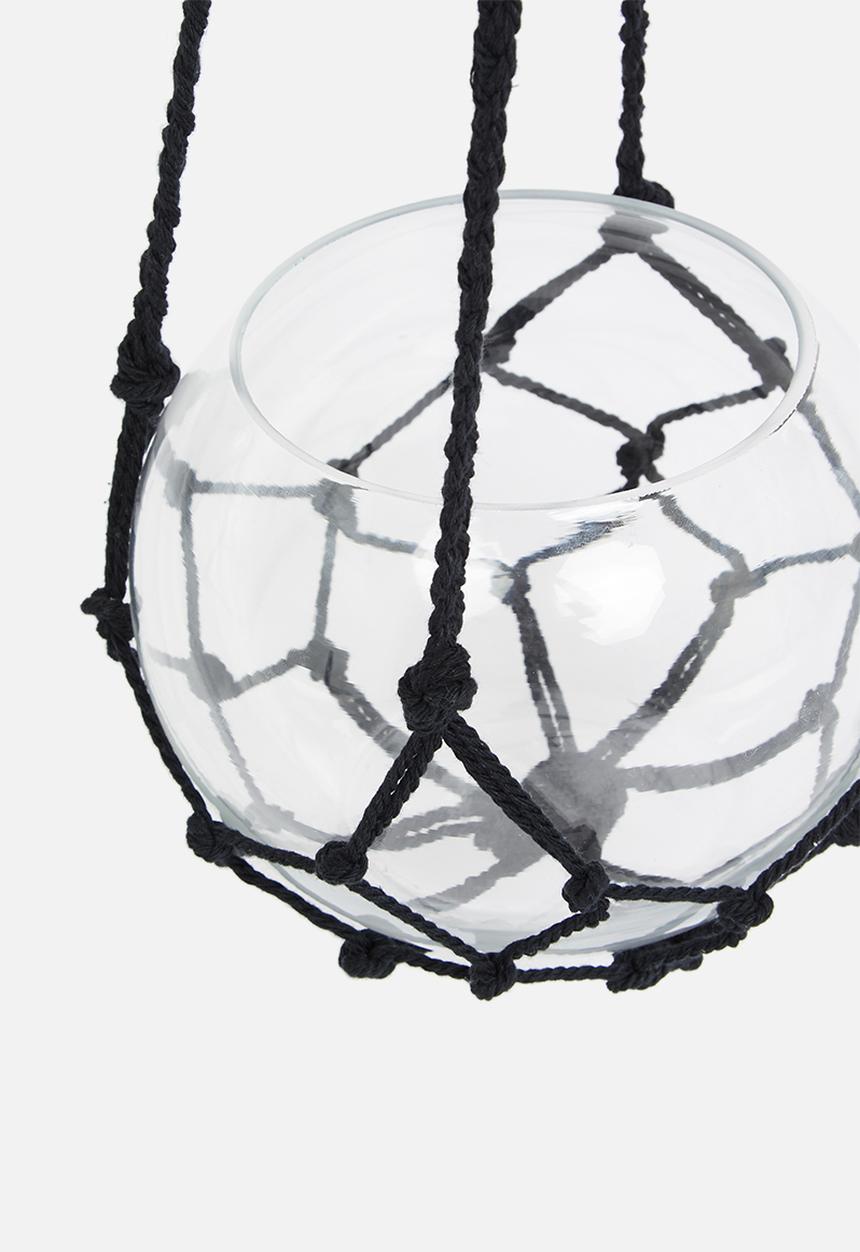 Macrame & Co - Neith macrame hanging planter - black