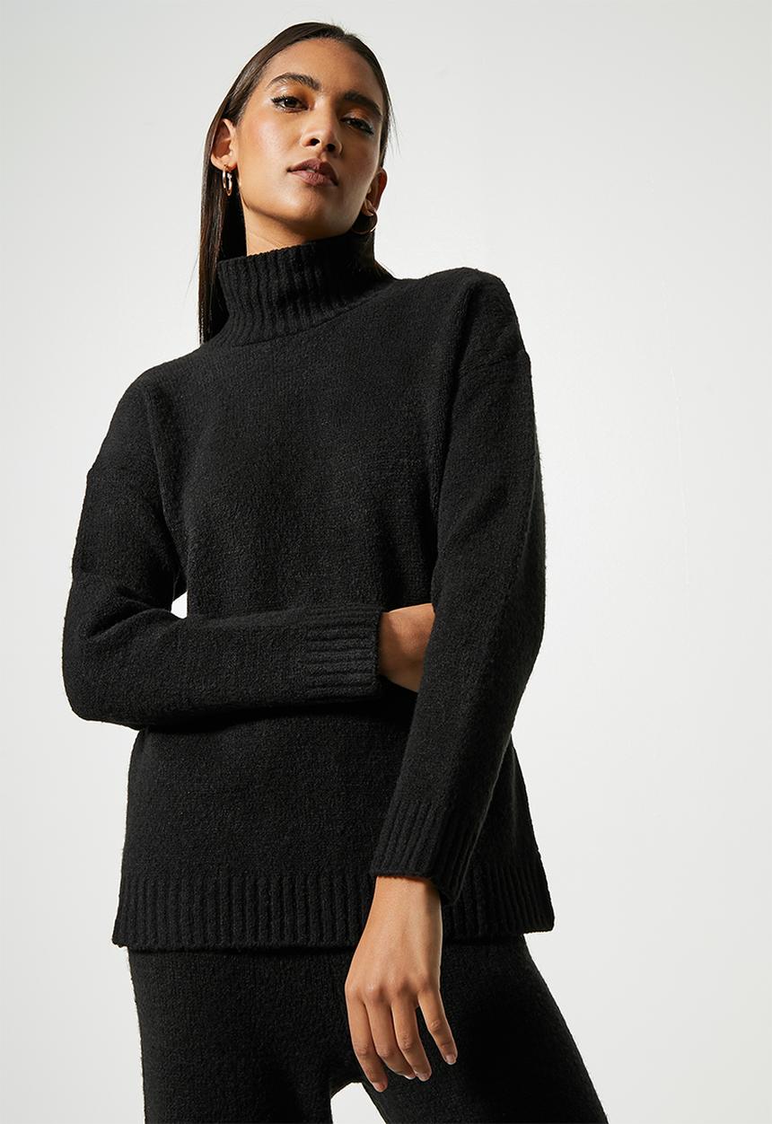 Superbalist - Soft funnel neck - black