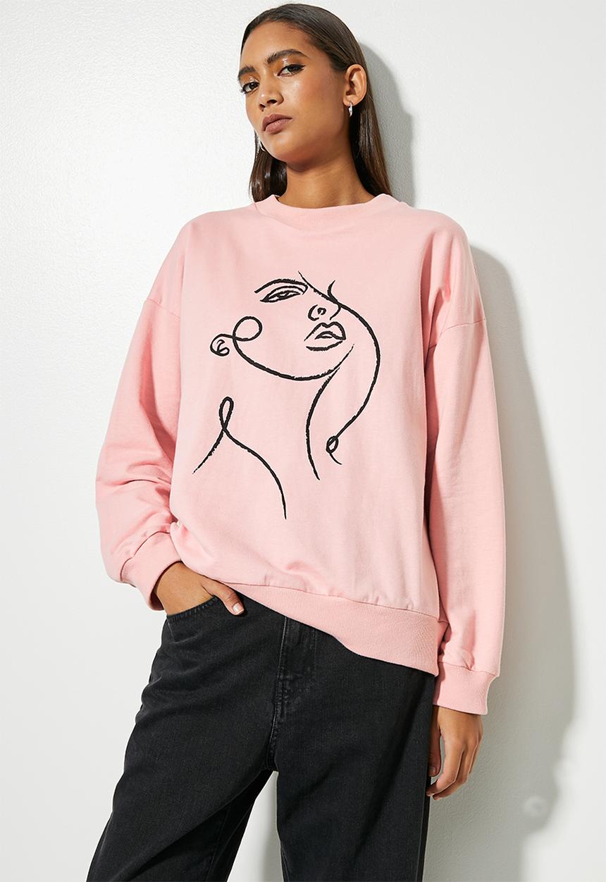 Superbalist - Graphic crew neck sweat - pink marshmallow