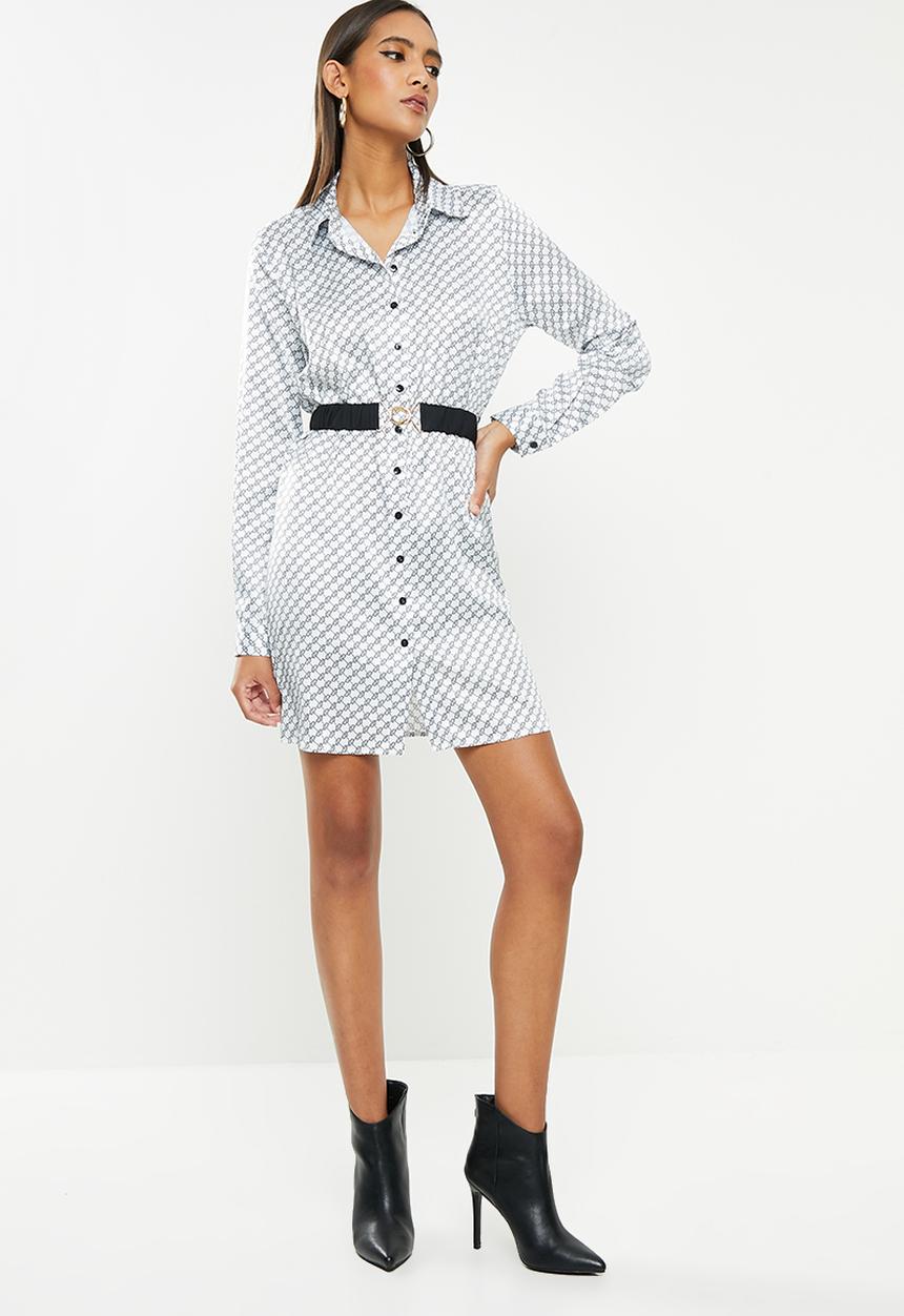 SISSY BOY - Shirt dress with belt - black & white