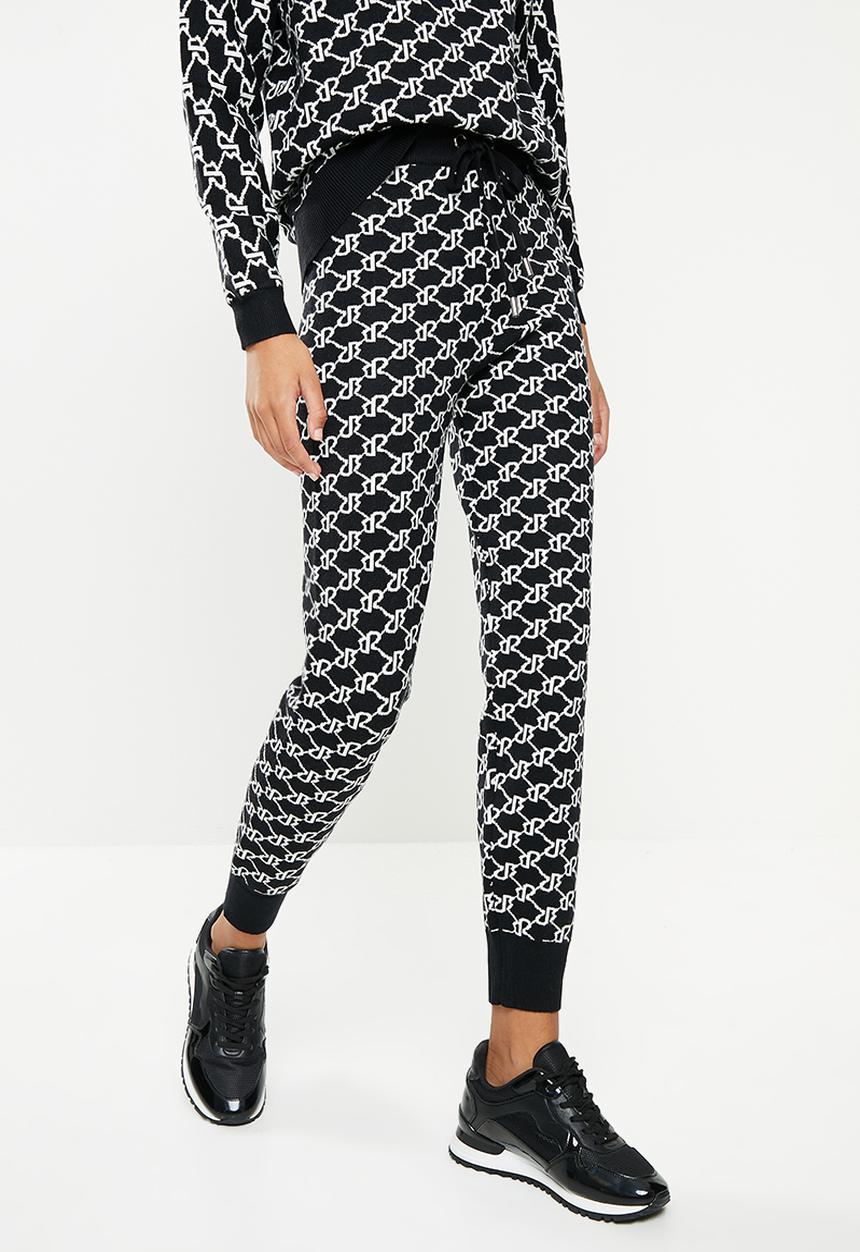 SISSY BOY - All over branded knit track pants - black & off white