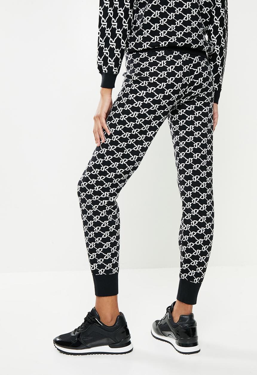 SISSY BOY - All over branded knit track pants - black & off white