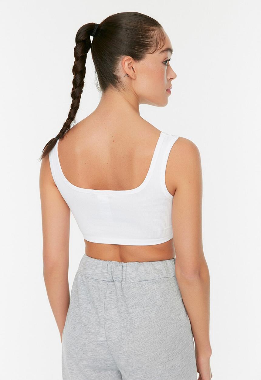 Trendyol - Seamless ribbed sports bra  - white