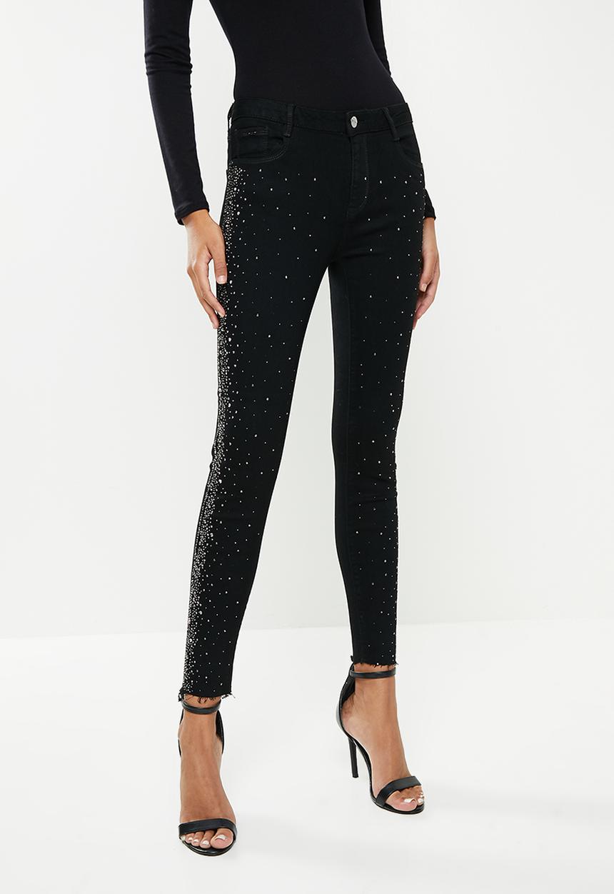 SISSY BOY - Axel skinny with side seam bling - black