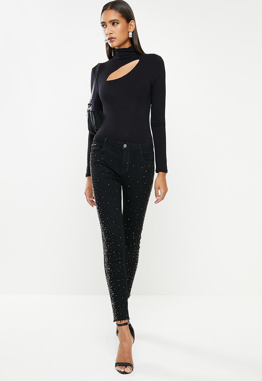 SISSY BOY - Axel skinny with side seam bling - black