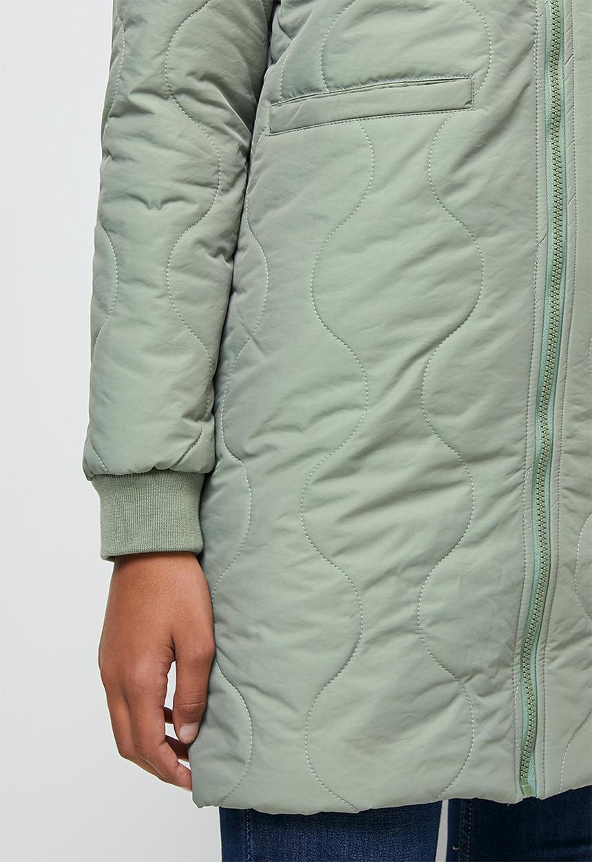 edit - Diagonal quilted hooded puffer jacket - dusty sage