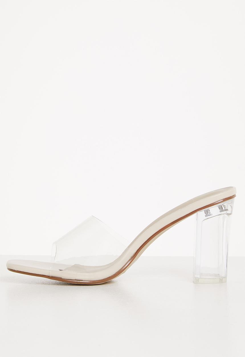 Missguided - Wide fit mid clear block heel - clear & stone