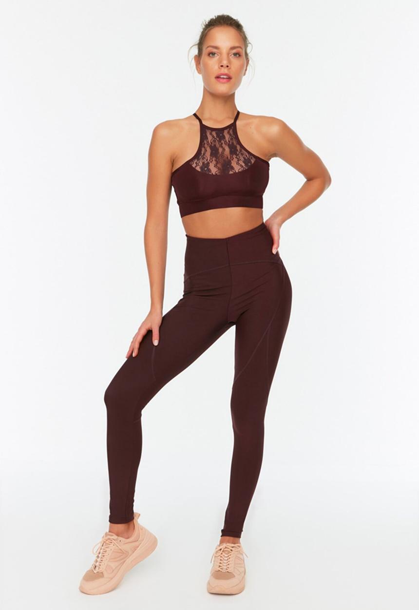 Trendyol - Bedstead stitch detail gatherer sport leggings - plum