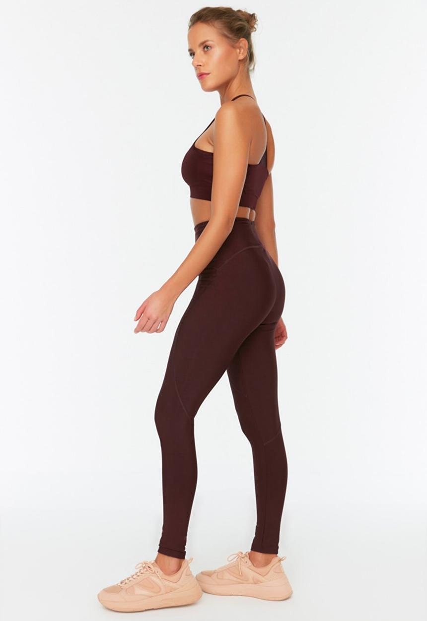 Trendyol - Bedstead stitch detail gatherer sport leggings - plum