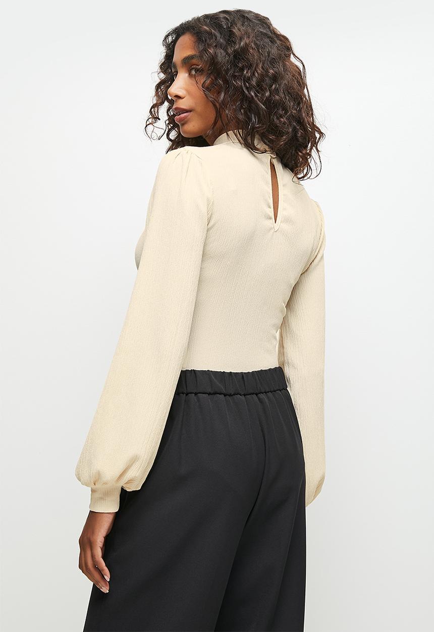 MILLA - Textured knit turtle neck bodysuit - ecru