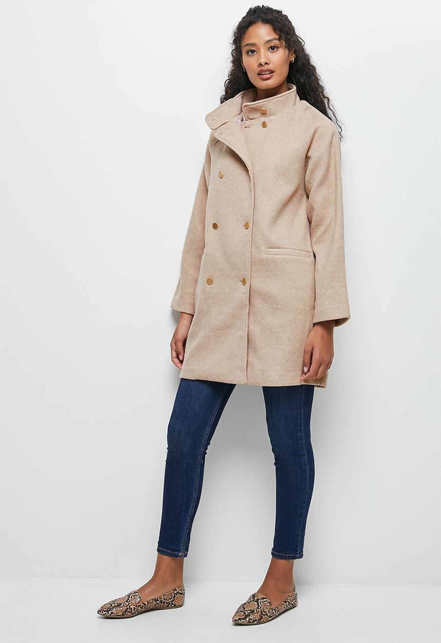 edit - A-line military coat - oatmeal melange
