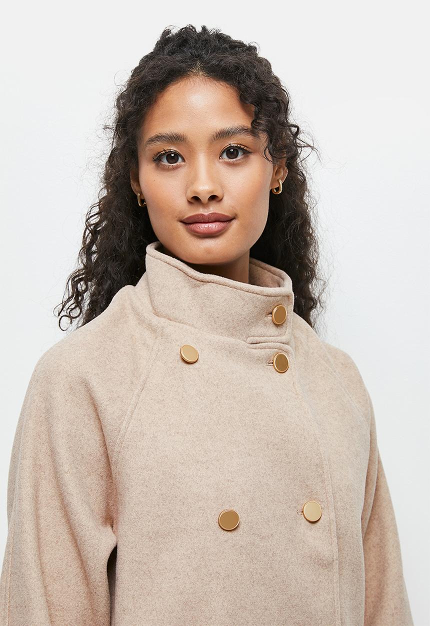 edit - A-line military coat - oatmeal melange