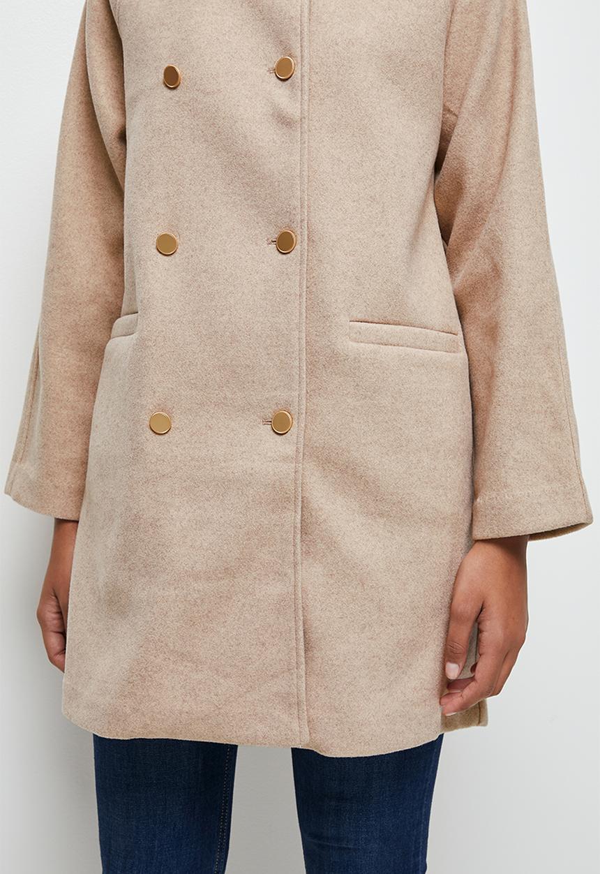 edit - A-line military coat - oatmeal melange