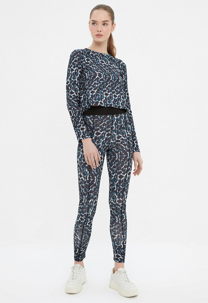 Trendyol - Patterned sports leggings  - blue & black