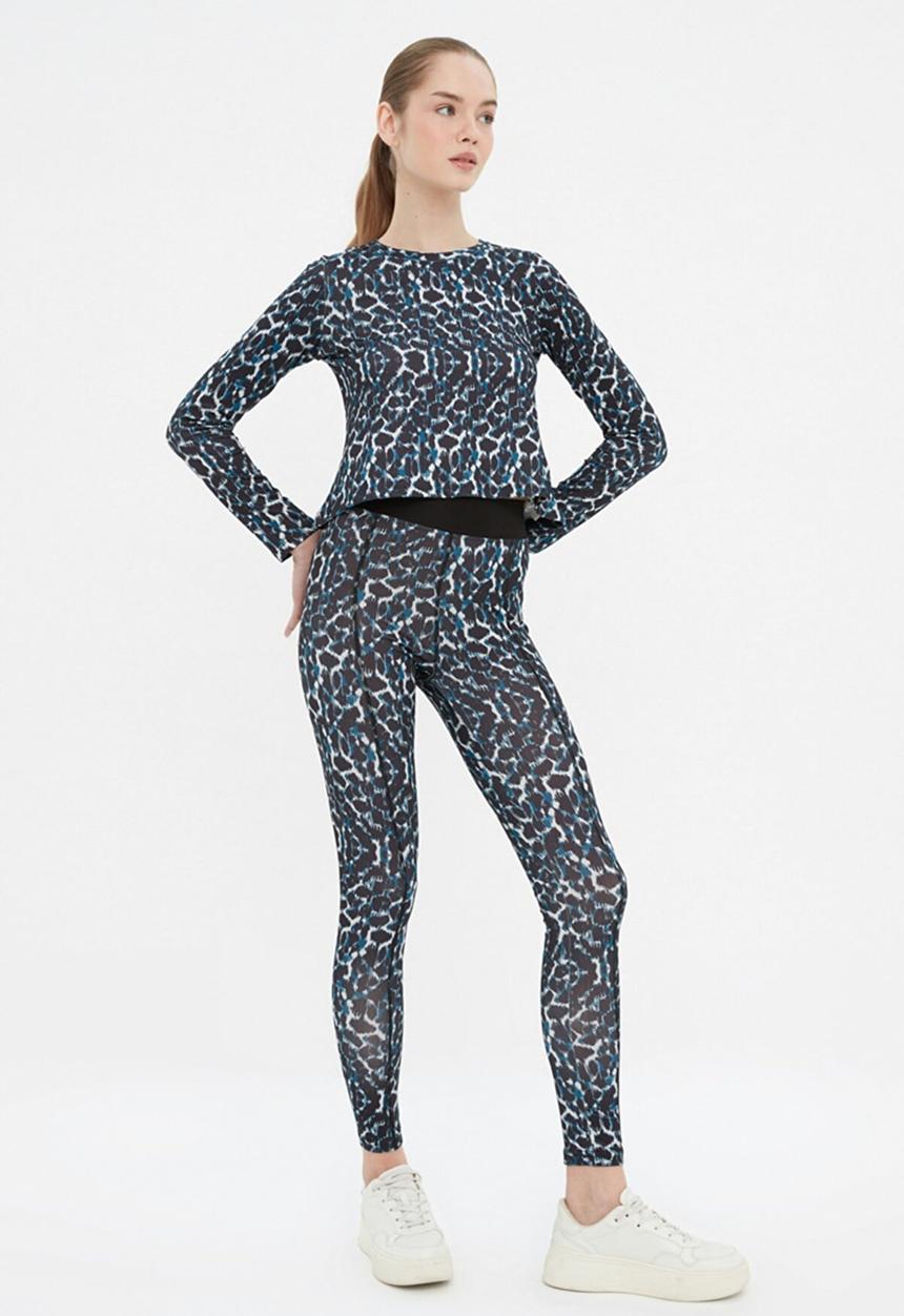 Trendyol - Patterned sports leggings  - blue & black