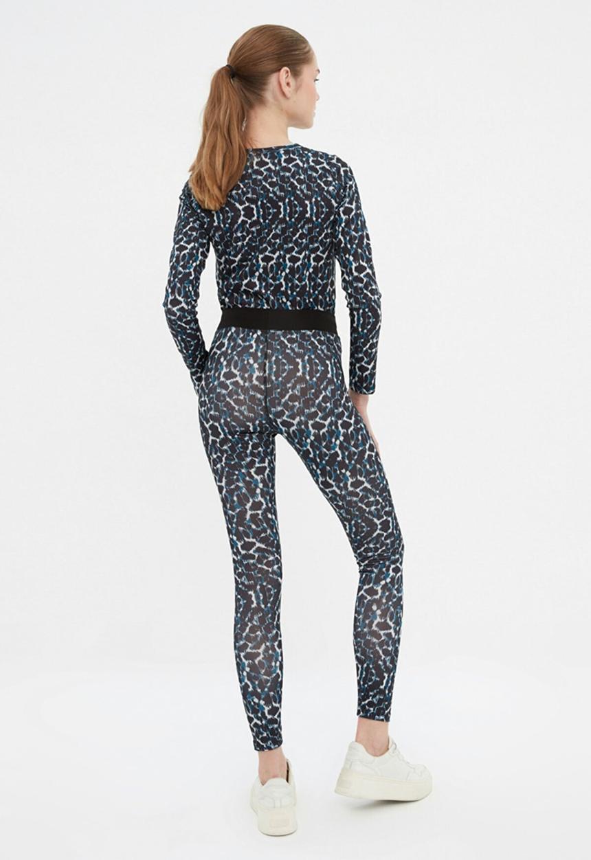 Trendyol - Patterned sports leggings  - blue & black