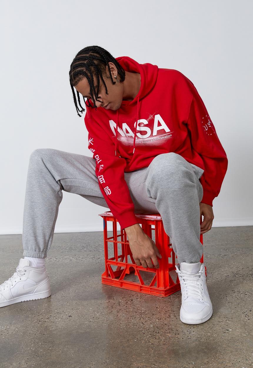 Factorie - Oversized nasa hoodie - red