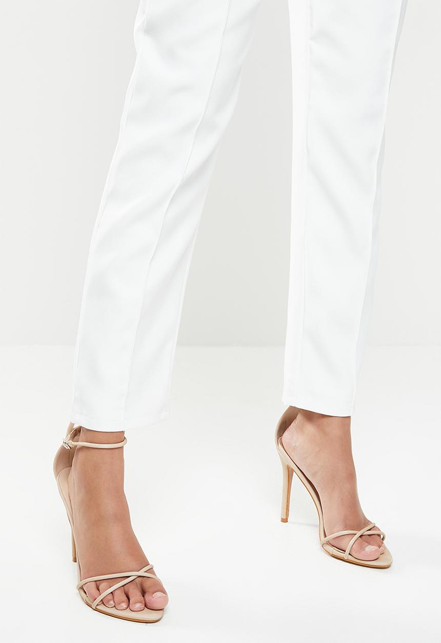 Missguided - Tailored belted cigarette trousers - white