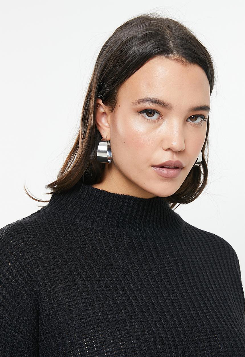 Missguided - Recycled high neck basic dress with belt  - black