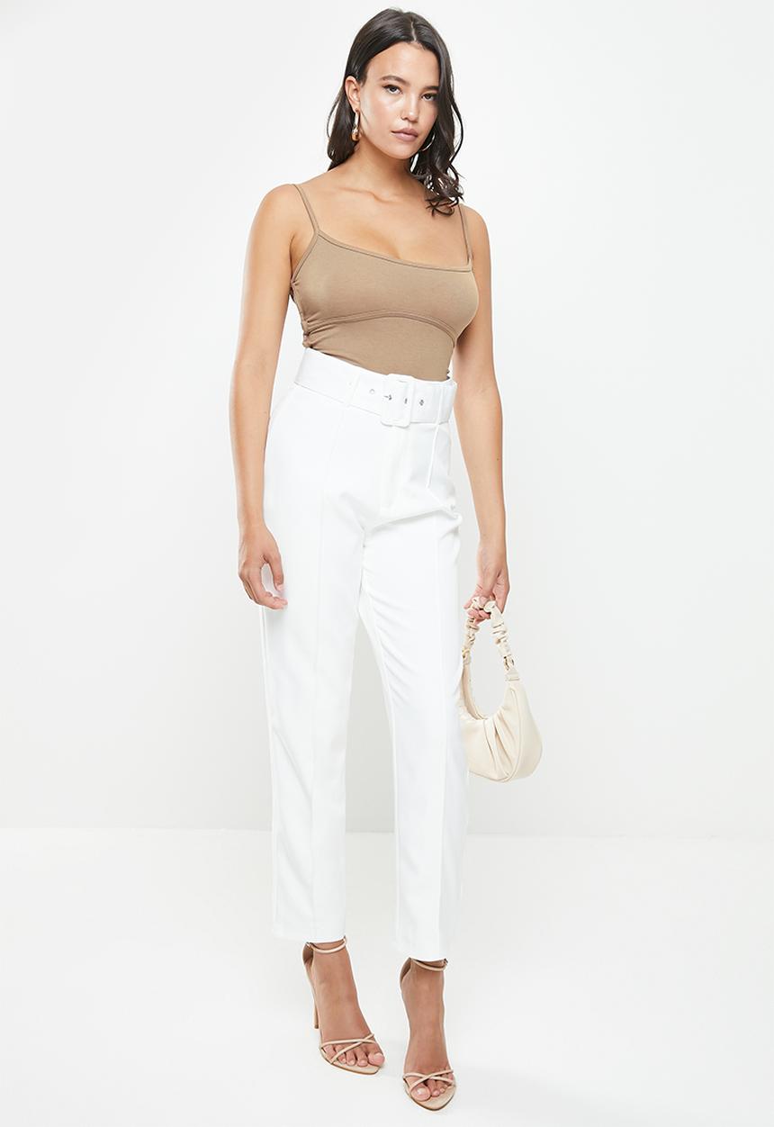 Missguided - Extreme lace up strappy bodysuit - mocha