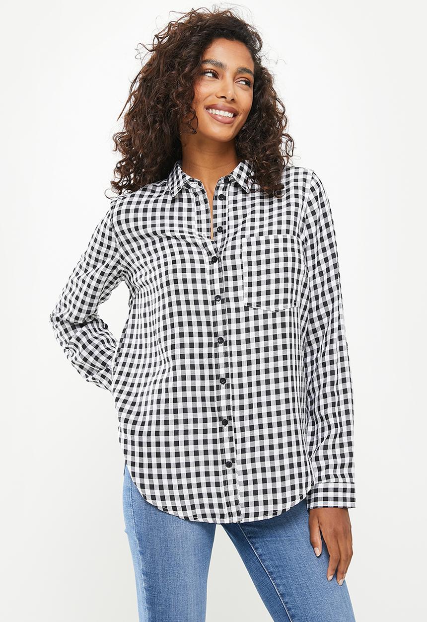 Stella Morgan - Long sleeve check shirt - black & white