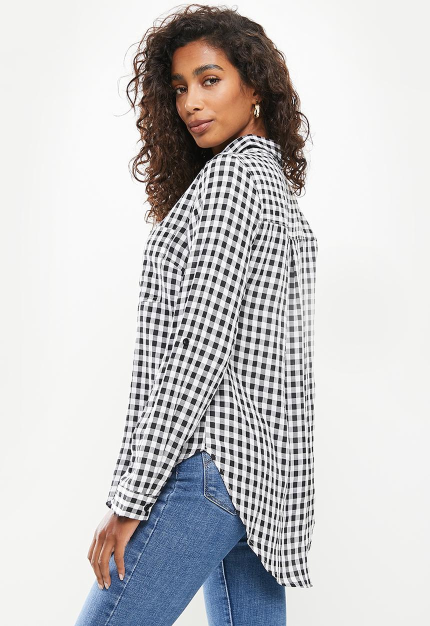 Stella Morgan - Long sleeve check shirt - black & white