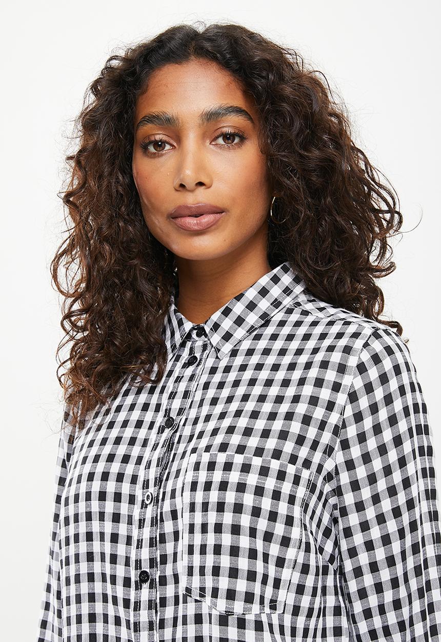 Stella Morgan - Long sleeve check shirt - black & white