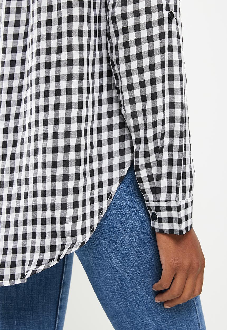 Stella Morgan - Long sleeve check shirt - black & white