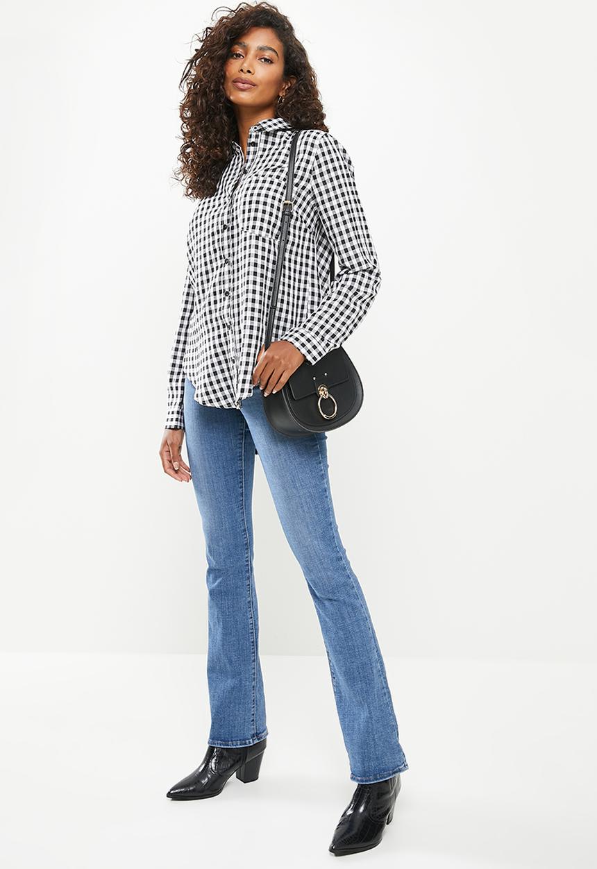 Stella Morgan - Long sleeve check shirt - black & white