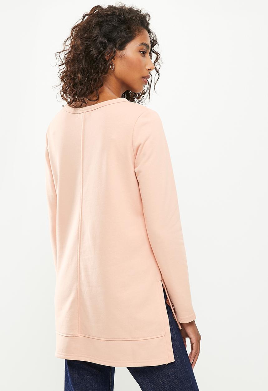 Stella Morgan - Animal front inset fleece top - blush