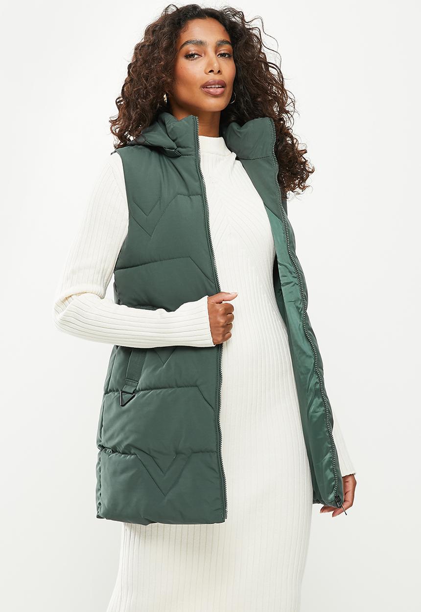 Stella Morgan - Quilted zip front longline gilet - green