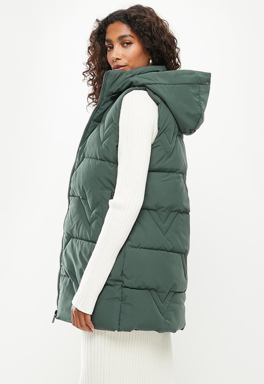 Stella Morgan - Quilted zip front longline gilet - green