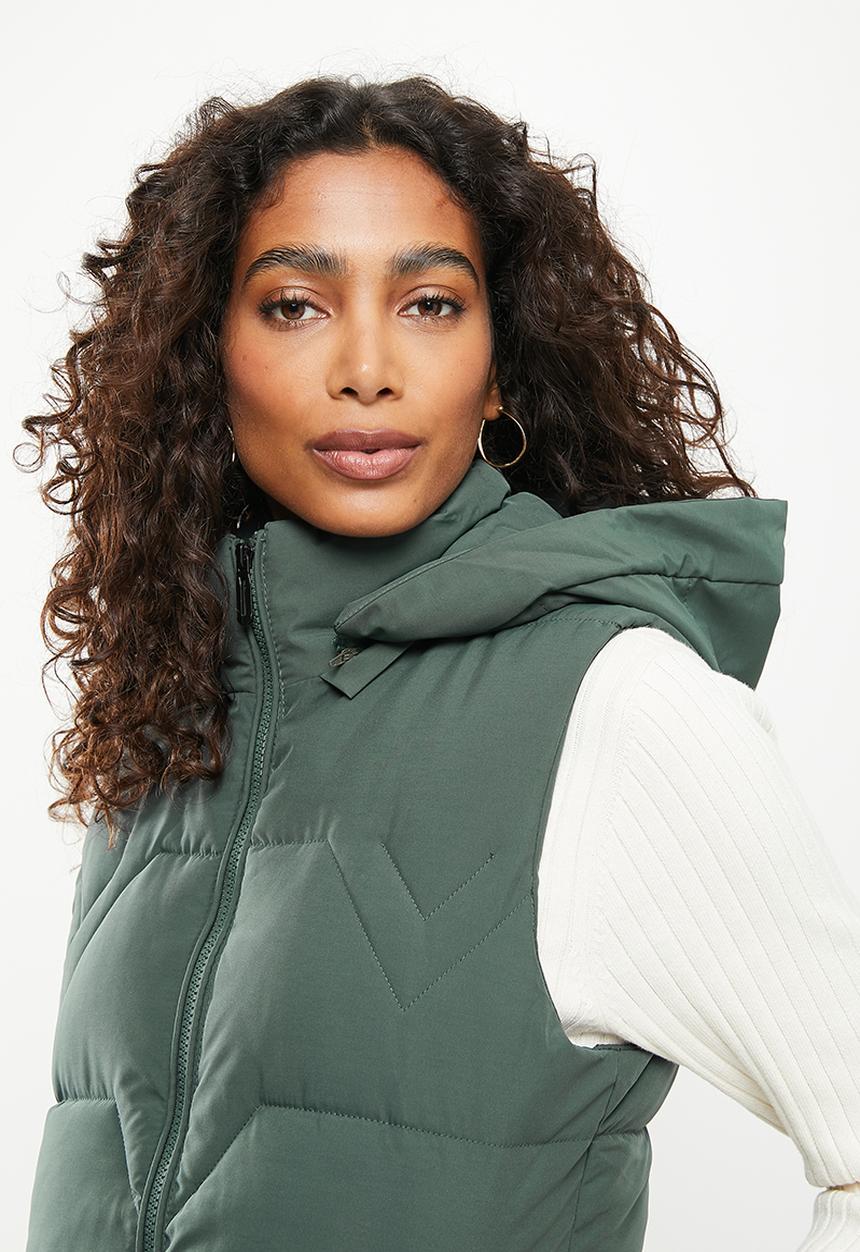 Stella Morgan - Quilted zip front longline gilet - green
