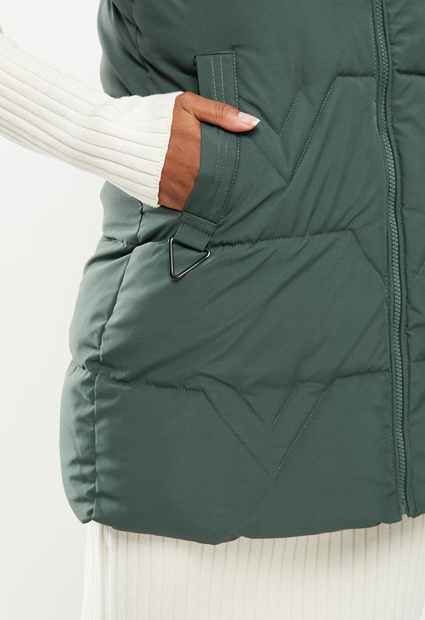 Stella Morgan - Quilted zip front longline gilet - green