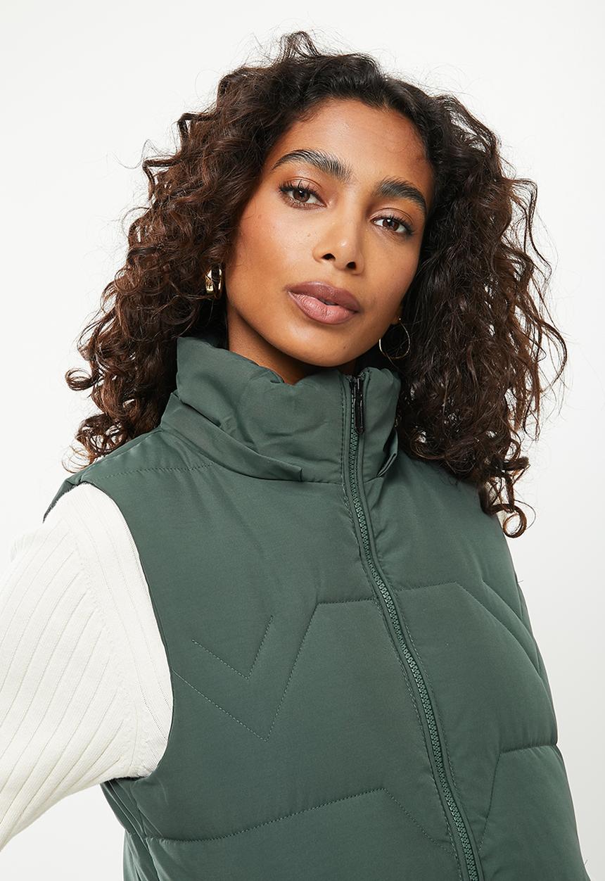 Stella Morgan - Quilted zip front longline gilet - green
