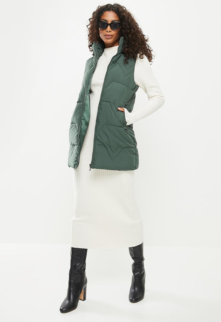 Stella Morgan - Quilted zip front longline gilet - green