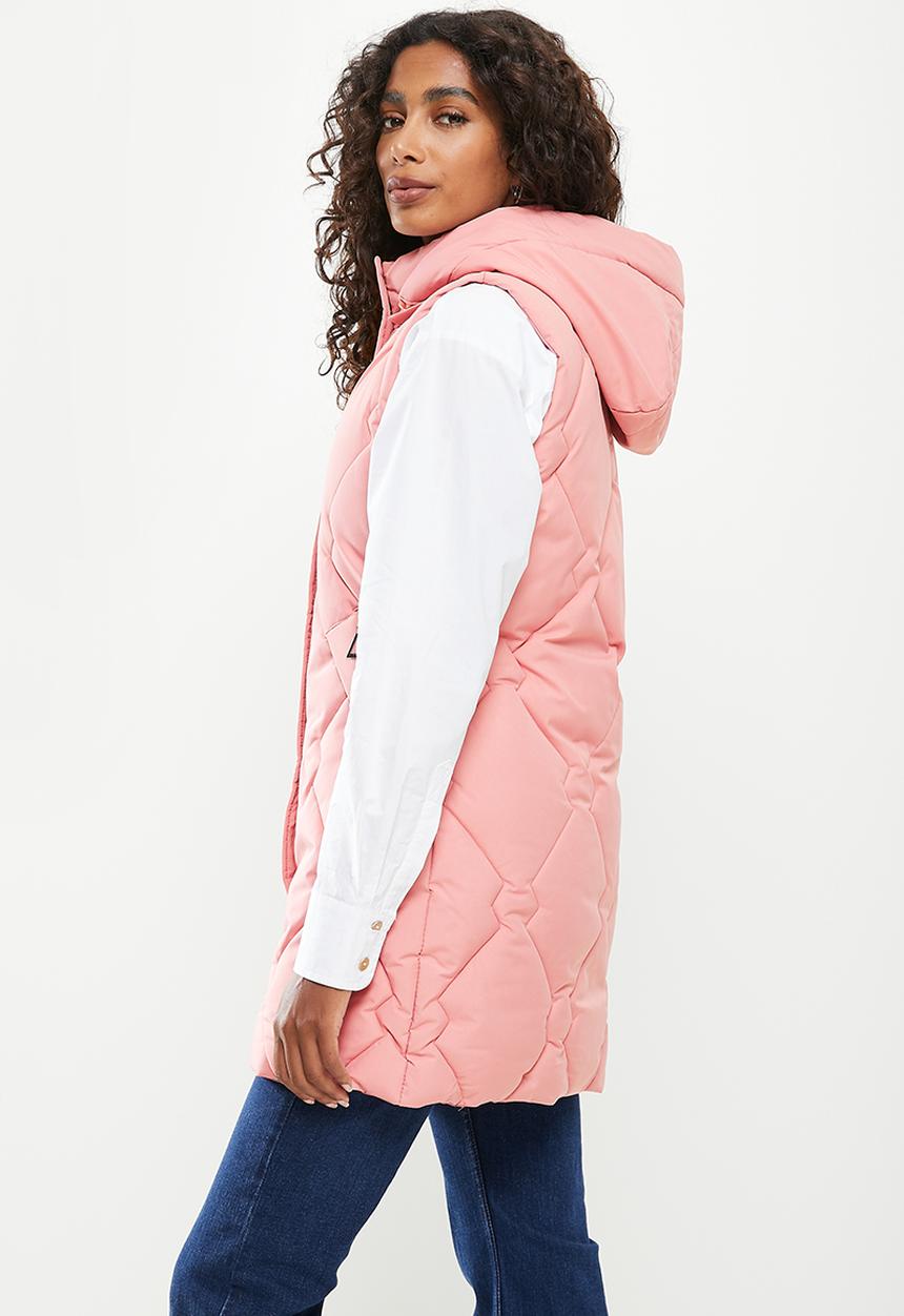 Stella Morgan - Quilted hooded longline gilet - pink