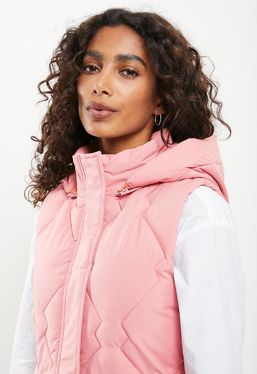 Stella Morgan - Quilted hooded longline gilet - pink
