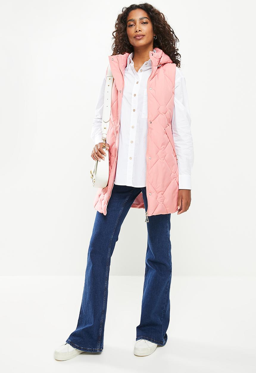 Stella Morgan - Quilted hooded longline gilet - pink