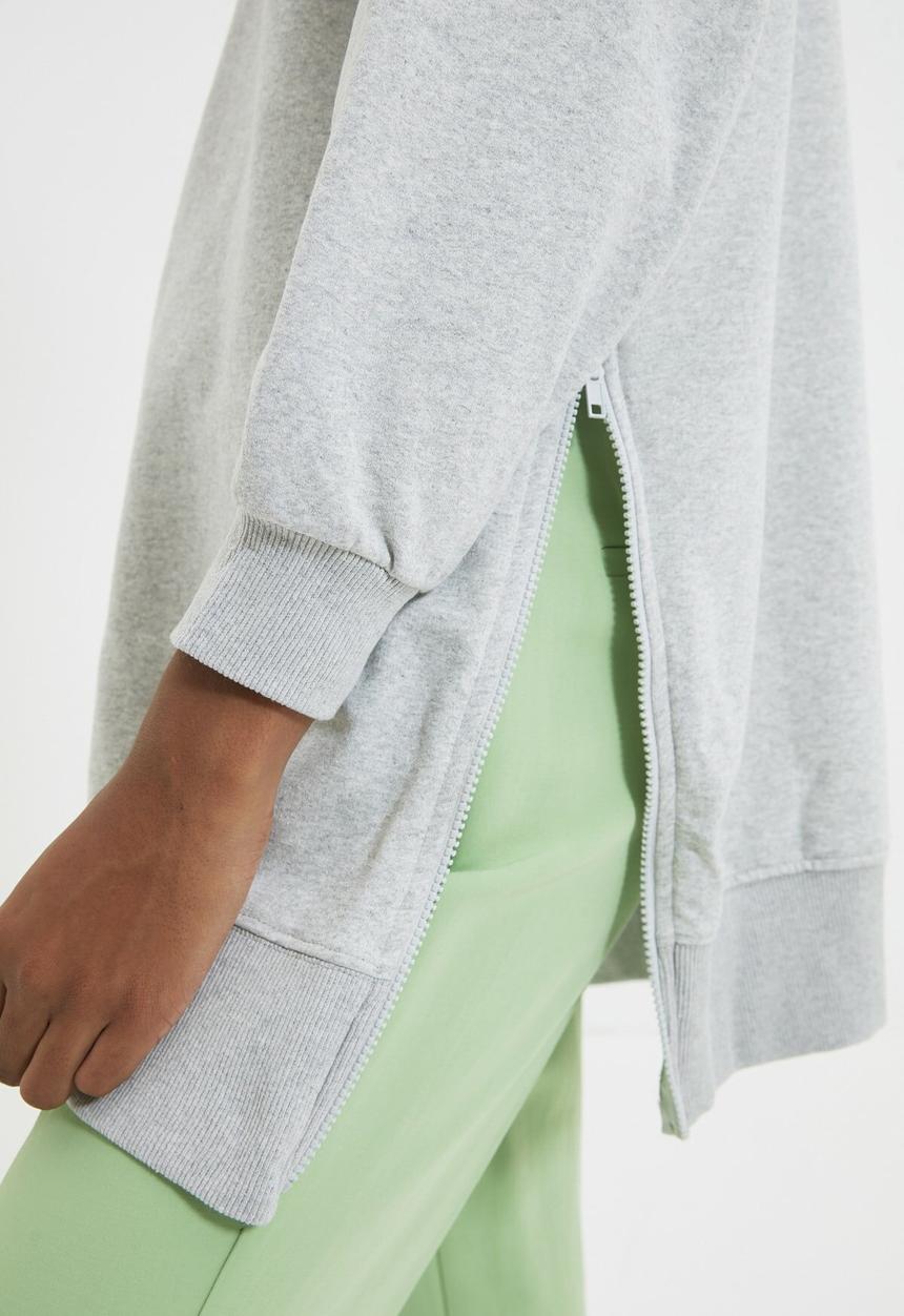 Trendyol - Zipper detailed oversize knitted slim sweatshirt - grey